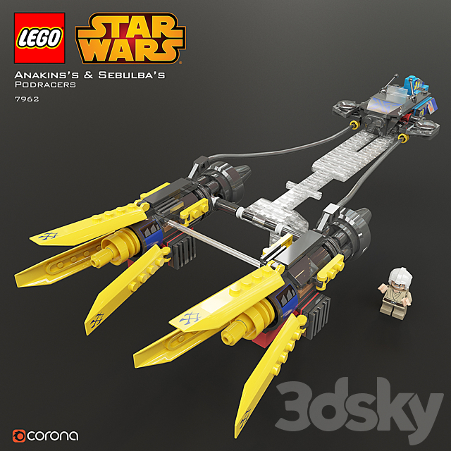 LEGO SW Anakin’s & Sebulba’s Podracers 3DSMax File - thumbnail 3