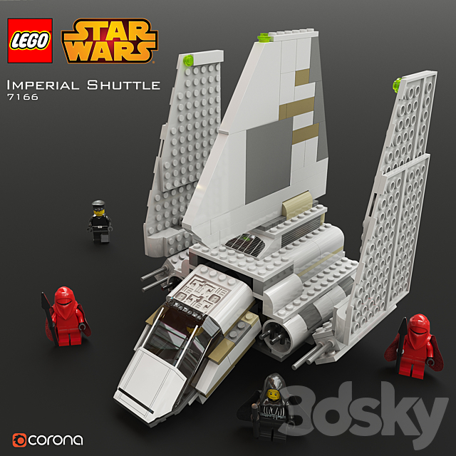 LEGO SW Imperial Shuttle 3DS Max Model - thumbnail 1