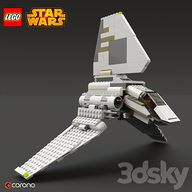 LEGO SW Imperial Shuttle 3DS Max Model - thumbnail 2