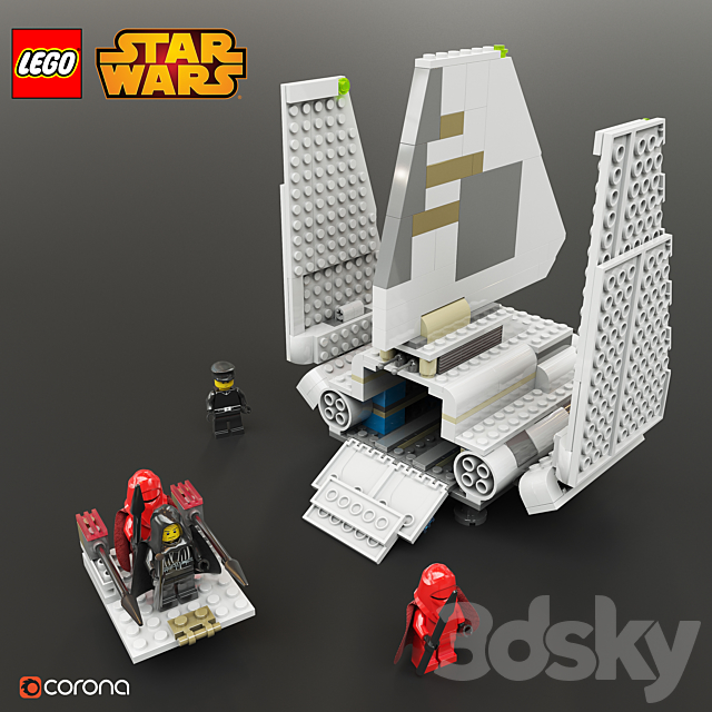 LEGO SW Imperial Shuttle 3DS Max Model - thumbnail 3