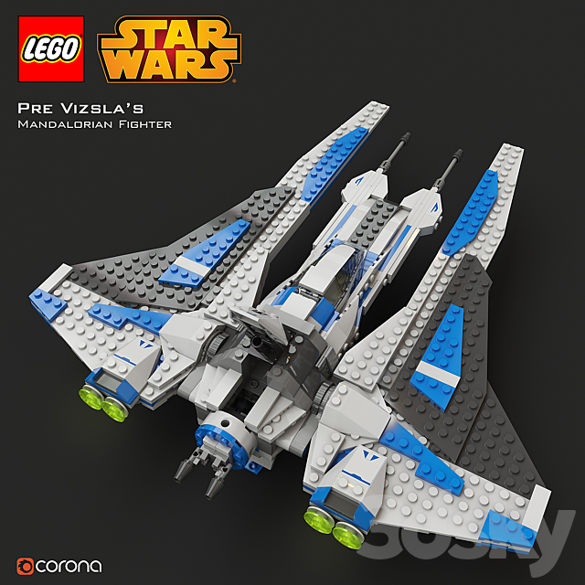 LEGO SW Pre Vizsla’s Mandalorian Fighter 3DSMax File - thumbnail 2