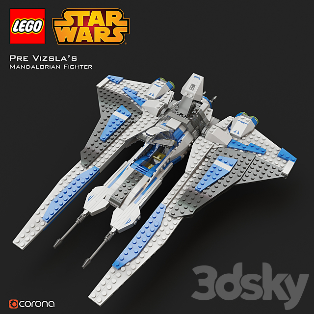 LEGO SW Pre Vizsla’s Mandalorian Fighter 3DSMax File - thumbnail 3