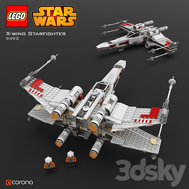 LEGO SW X – Wing Starfighter 3DSMax File - thumbnail 2