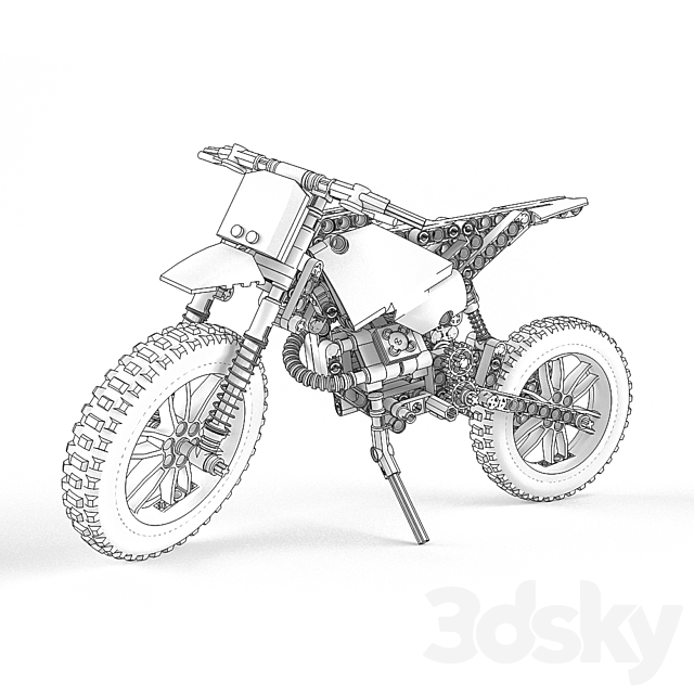 Lego Technic Moto Cross Bike 3DS Max Model - thumbnail 3