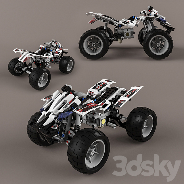 Lego Technic Quad-Bike 3ds Max - thumbnail 1