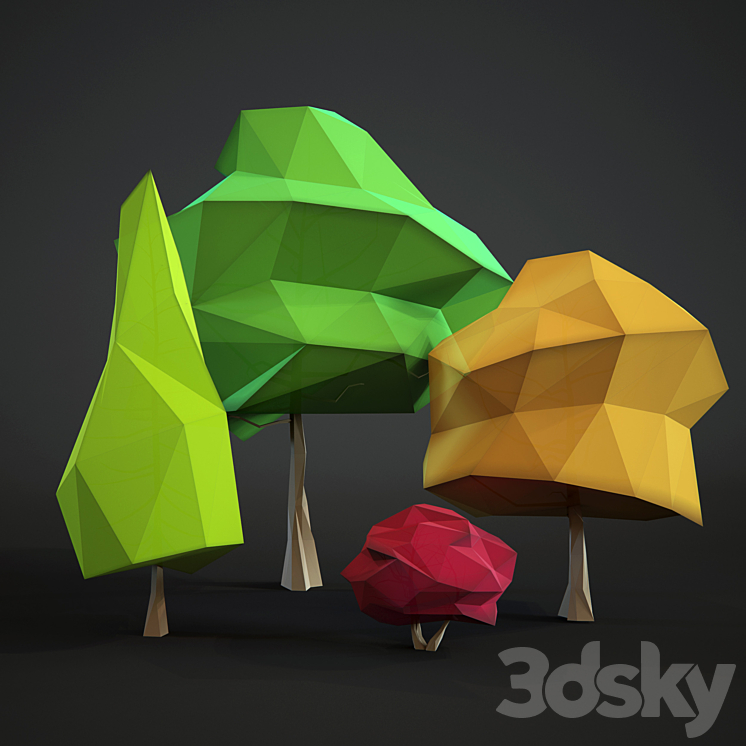 Low Poly Trees 3DS Max - thumbnail 1