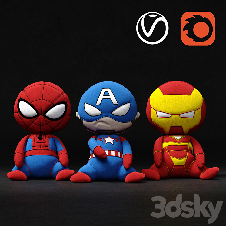 Marvel soft toys superheroes 3DS Max - thumbnail 1