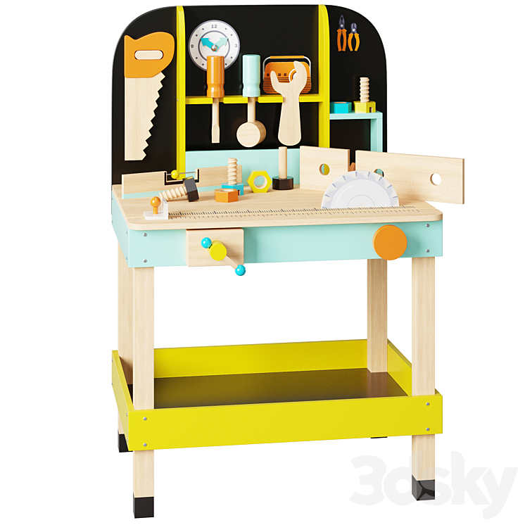 Play set Large workbench with tools Le Toy Van 3DS Max Model - thumbnail 2