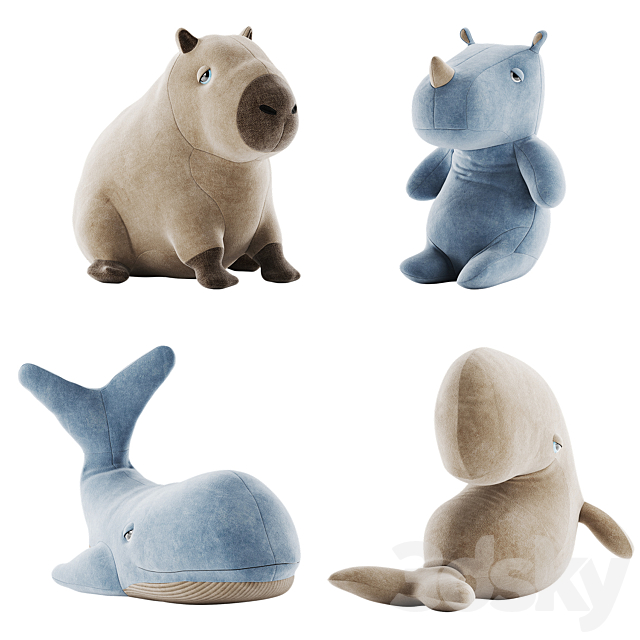 Plush toy set 01 3ds Max - thumbnail 1