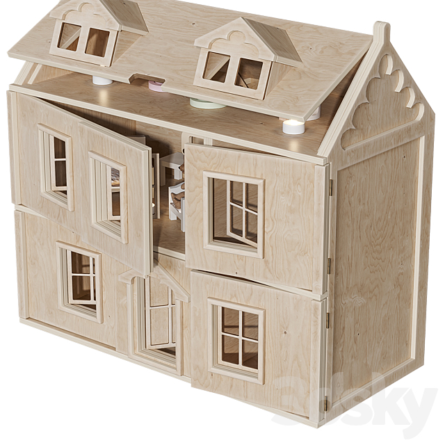 Plywood dollhouse 3ds Max - thumbnail 2