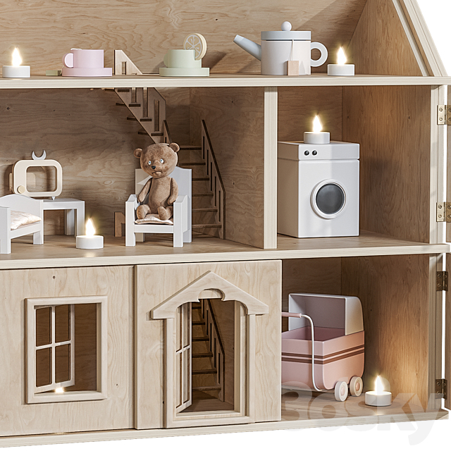 Plywood dollhouse 3ds Max - thumbnail 3