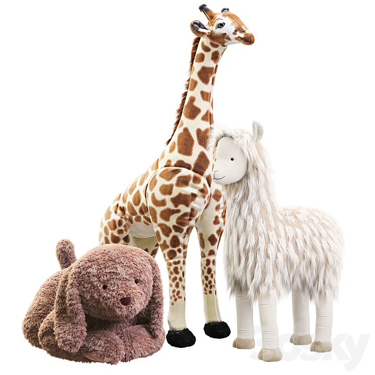 Pottery Barn plush liama Labradoodle Giraffe 3DS Max - thumbnail 1