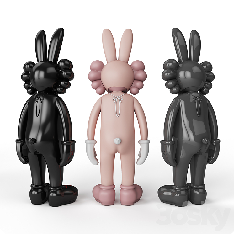 Rabbit KAWS BFF 3DS Max - thumbnail 2