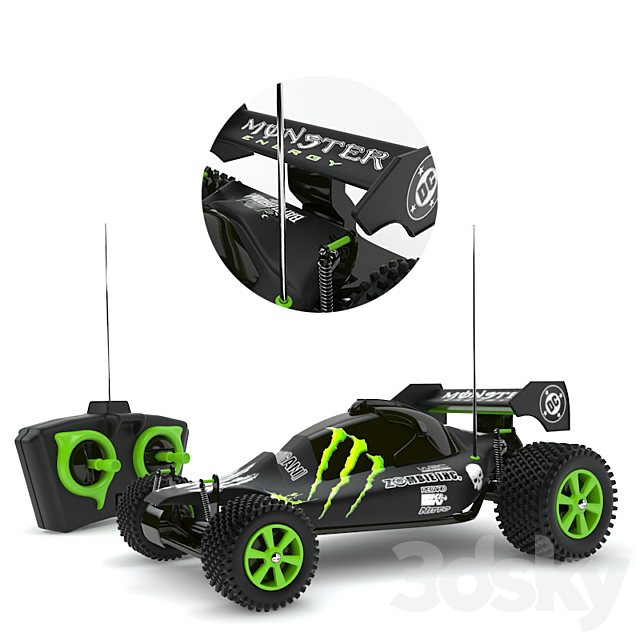 rc monster car 3DS Max Model - thumbnail 2