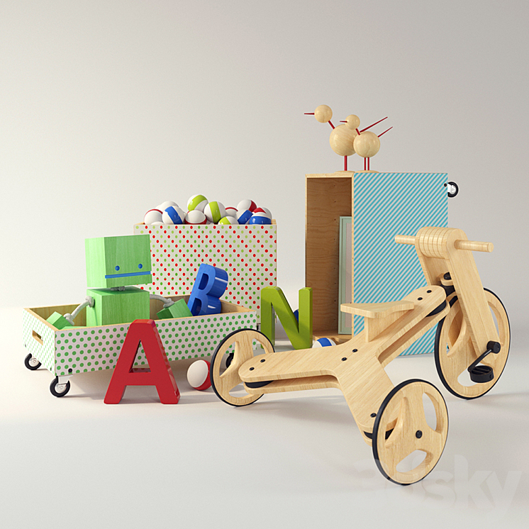 Set of children's toys 3DS Max - thumbnail 1