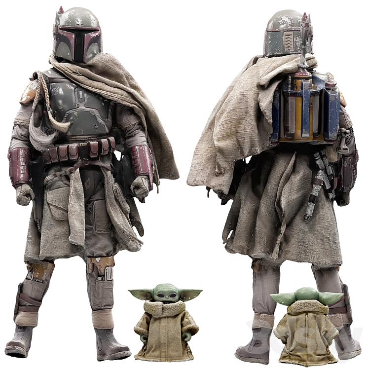 set of figures 1 Boba Fett Mythos Star Wars and grogu 3DS Max - thumbnail 1