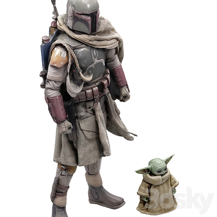 set of figures 1 Boba Fett Mythos Star Wars and grogu 3DS Max - thumbnail 2