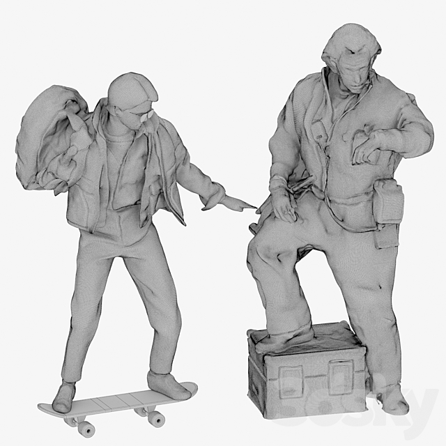 set of figures 3 Doc Brown and Marty McFly 3DS Max Model - thumbnail 5