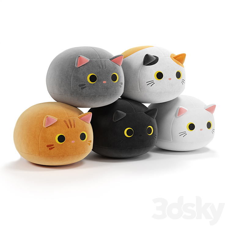 Soft toys cats 3DS Max Model - thumbnail 1