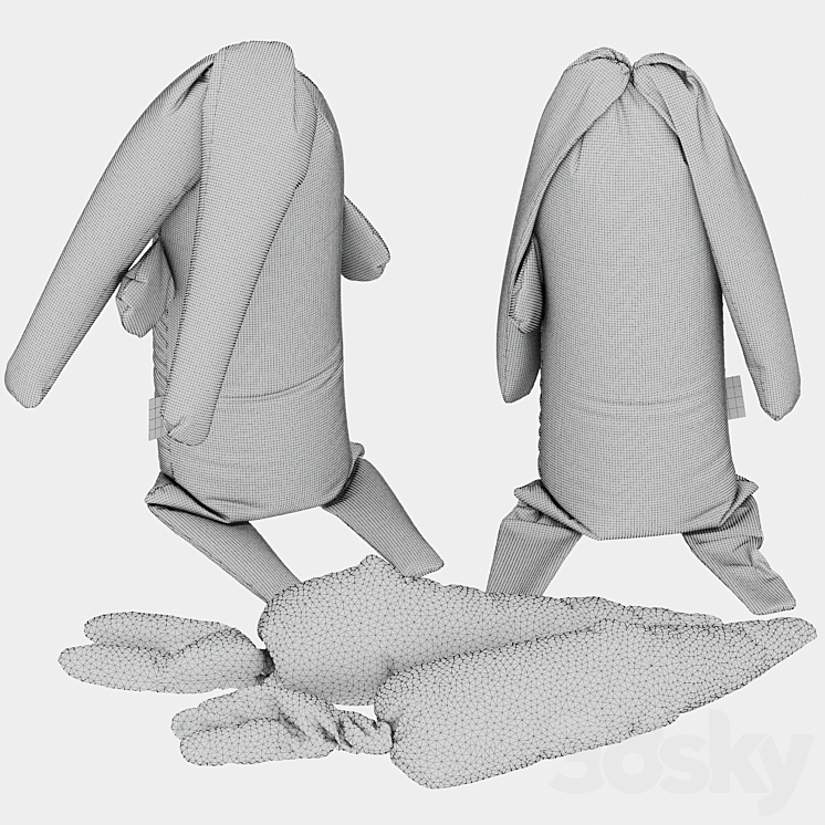 soft toys rabbits 3DS Max Model - thumbnail 2