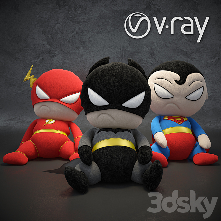 Soft toys superheroes of the DC universe 3DS Max - thumbnail 1