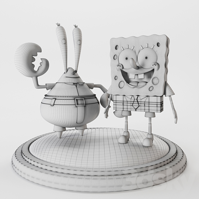 Sponge bob and Mr. Krabs 3DS Max Model - thumbnail 2