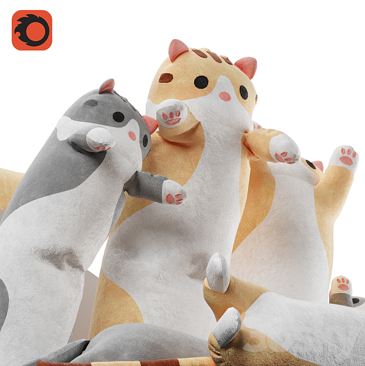 Stuffed plush toy cat from aliexpress 3DS Max - thumbnail 2