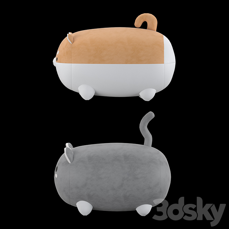 Stuffed toys cat and dog 3DS Max - thumbnail 2