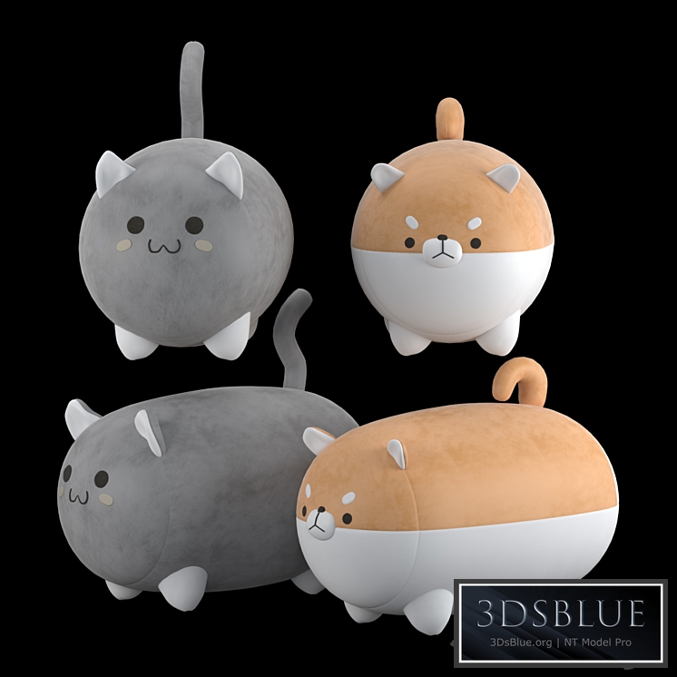 Stuffed toys cat and dog 3DS Max - thumbnail 3