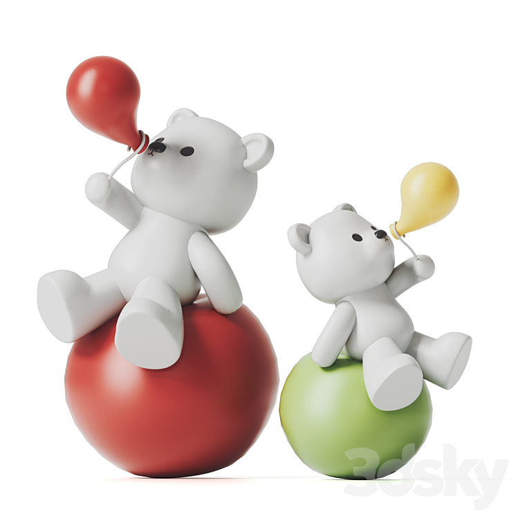 Teddy Bear and Balloons 3DS Max - thumbnail 1