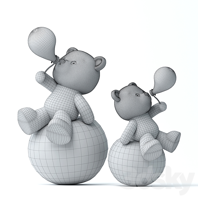 Teddy Bear and Balloons 3DS Max Model - thumbnail 2