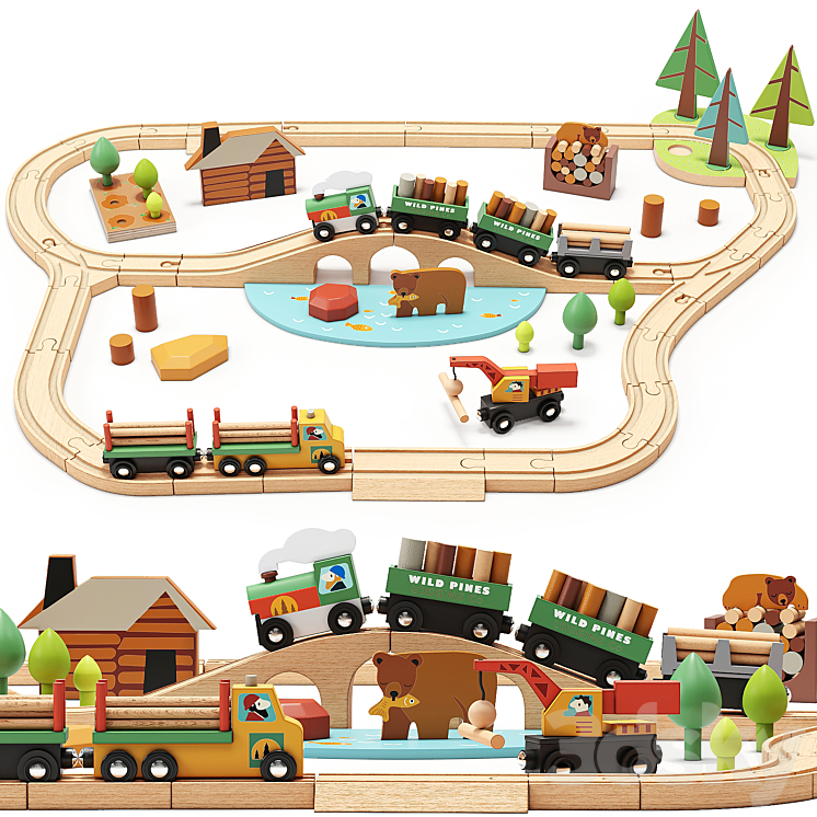 Tender Leaf Wild Pines Train Set Toy 3DS Max Model - thumbnail 1