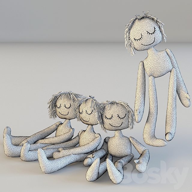 Textile dolls 3DS Max Model - thumbnail 2