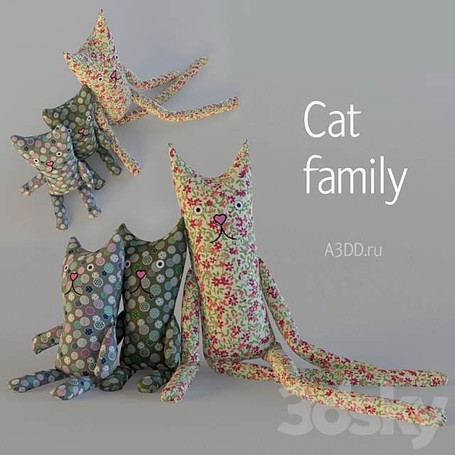 Textile family cats 3DSMax File - thumbnail 1