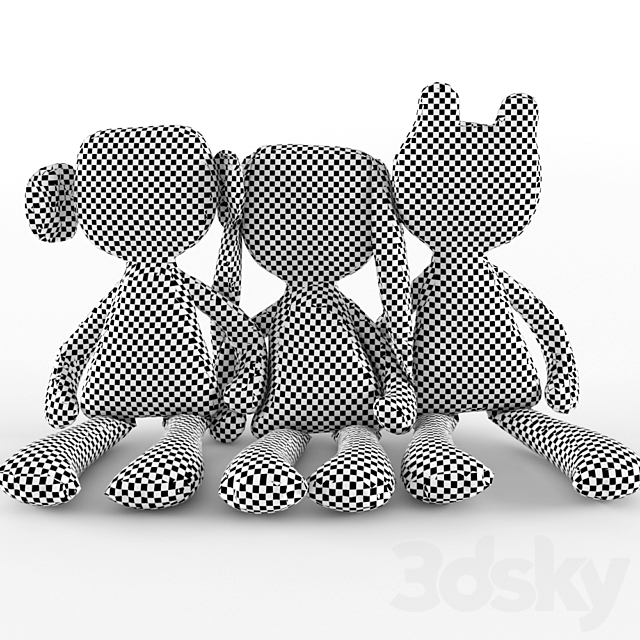 Textile toys: monkey hare frog 3DS Max Model - thumbnail 3