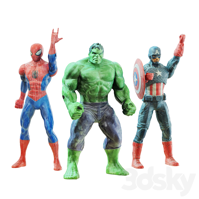 Three superhero toys 3ds Max - thumbnail 1