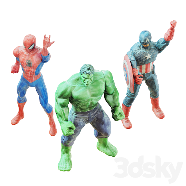 Three superhero toys 3ds Max - thumbnail 2