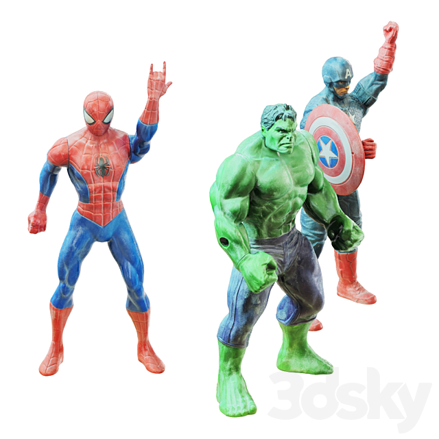 Three superhero toys 3ds Max - thumbnail 3