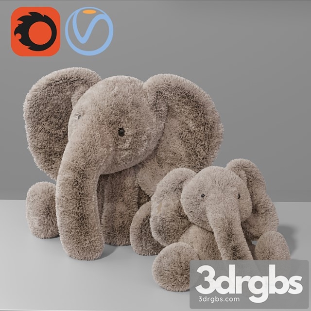 Toy Baby Elephant Plush Toy For Kid 3dsmax Download - thumbnail 1