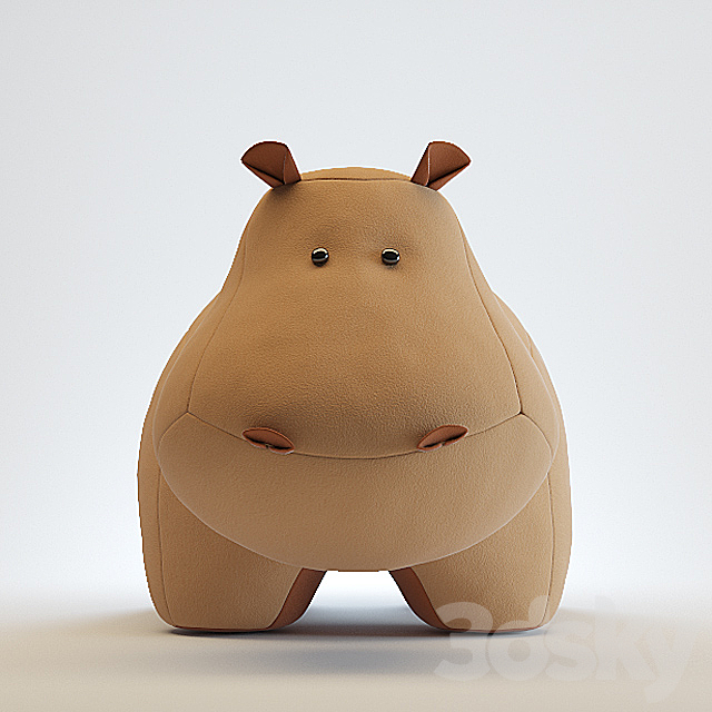 Toy hippopotamus made of felt 3DS Max Model - thumbnail 2