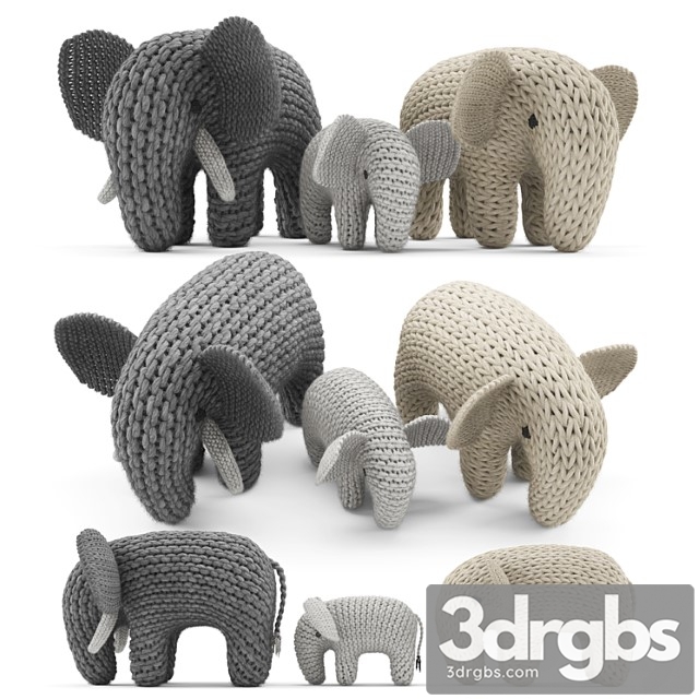 Toy Knitted Elephants Toys 3dsmax Download - thumbnail 1