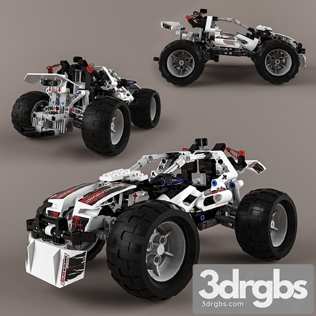 Toy Lego Technic Quad Bike Alternative Model 3dsmax Download - thumbnail 1