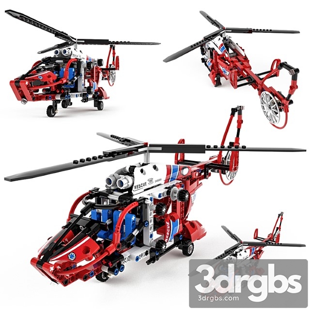 Toy Lego Technic Rescue Helicopter 3dsmax Download - thumbnail 1