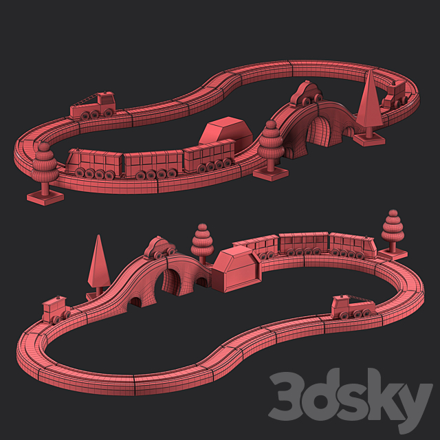 Toy railway 3DS Max Model - thumbnail 3