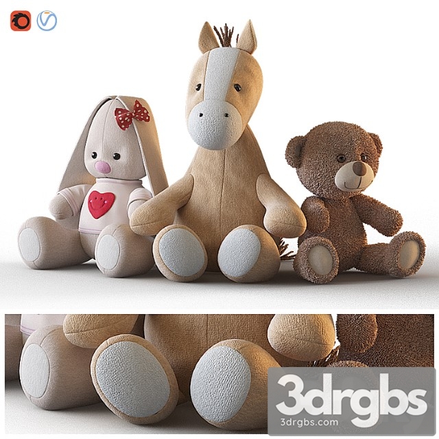 Toy Three Plush Toys 3dsmax Download - thumbnail 1