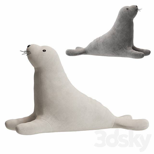 White Seal Plush Toy 3ds Max - thumbnail 1