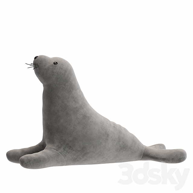 White Seal Plush Toy 3ds Max - thumbnail 2