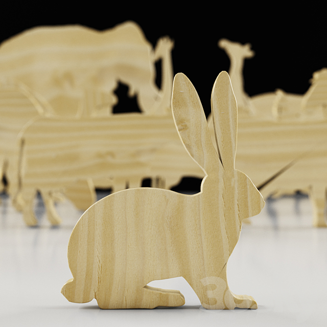 WOODEN ANIMALS 3ds Max - thumbnail 1