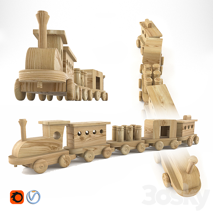 Wooden Toys_Train 3DS Max - thumbnail 1