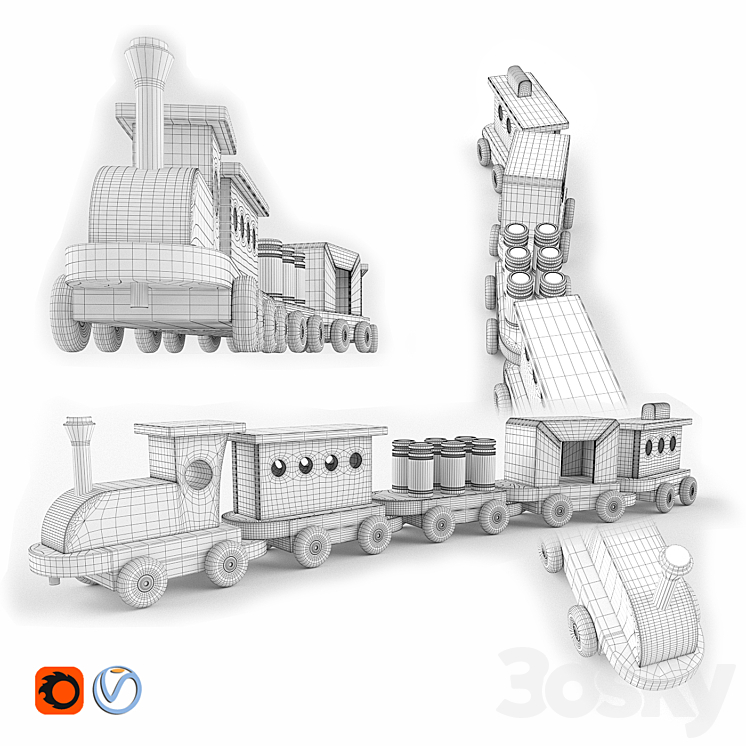 Wooden Toys_Train 3DS Max - thumbnail 2